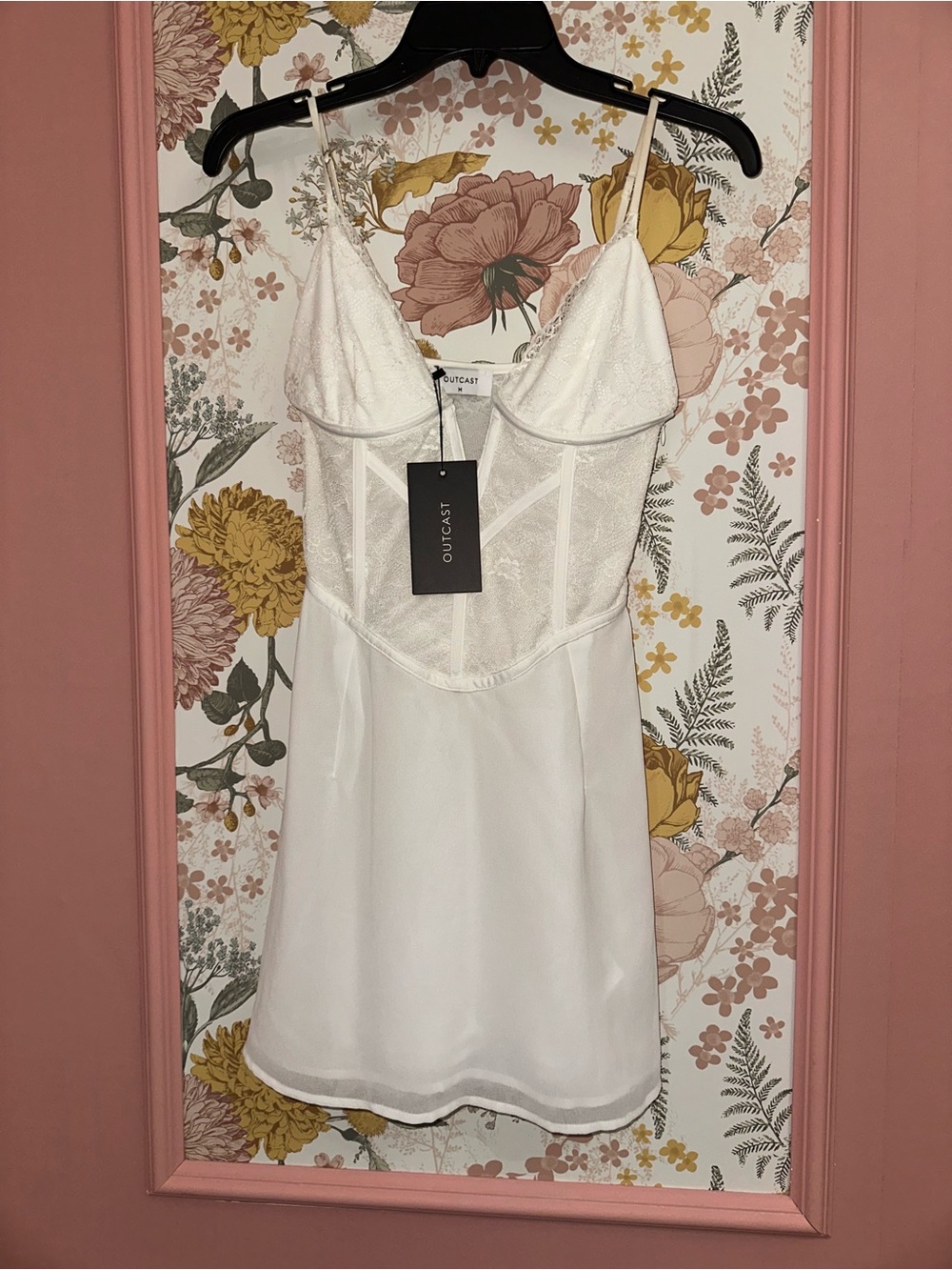 Outcast White Lace Slip Dress with Sheer Bodice